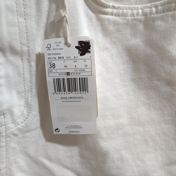 MNG |  White Straight Leg Jeans Crisp Minimalist Style , Miranda - Picture 6 of 13